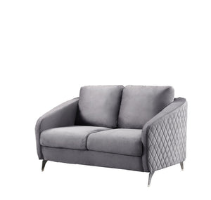 English Elm Livia Velvet Tufted Loveseat with Chrome Legs Glam Mid-century Living Room Seating Gray B2749P413383