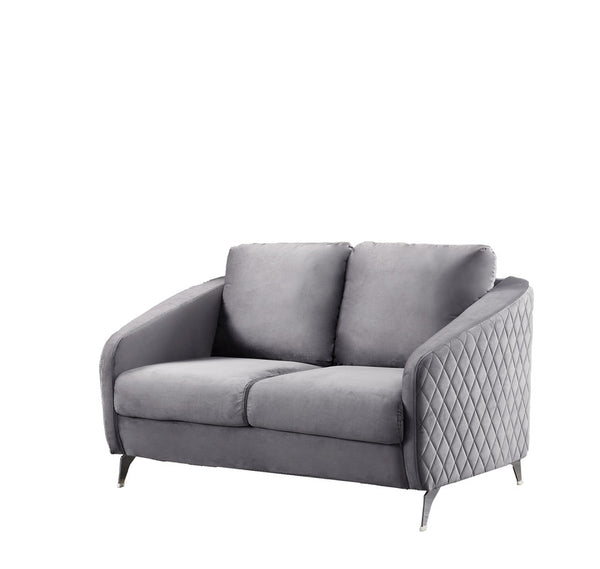 English Elm Livia Velvet Tufted Loveseat with Chrome Legs Glam Mid-century Living Room Seating Gray B2749P413383