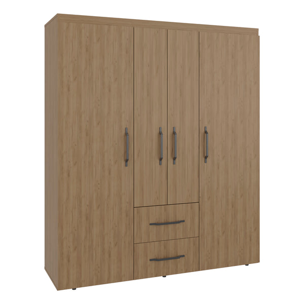 English Elm Valier Wardrobe Armoire with Shelving Drawers and Hanging Space in Walnut Finish Natural B097S00248