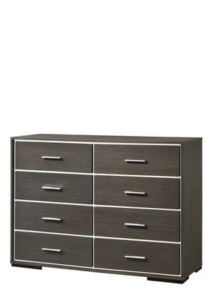 English Elm Escher Eight-Drawer Modern Oak-Style Dresser with Soft-Close Glides, Dovetail Construction, Dust-Proof Gray,Oak 60 L x 20 W x 44 H B2726P261877