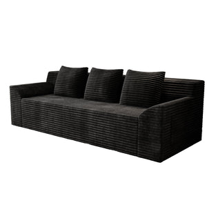 English Elm 71" Corduroy Tufted Loveseat with Deep Seat and Curved Back for Compact Living Spaces Antique Black W5571P440914