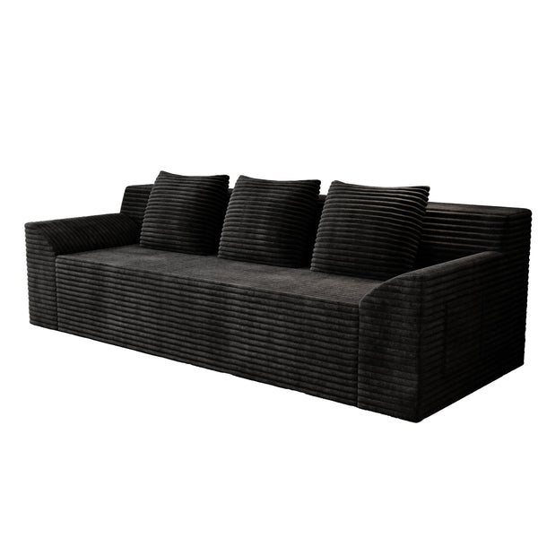English Elm 71" Corduroy Tufted Loveseat with Deep Seat and Curved Back for Compact Living Spaces Antique Black W5571P440914