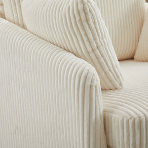 English Elm 40.55"w Oversized Swivel Lounge Chair Corduroy Upholstered Club Seat for Living Room Ivory W1298P202213