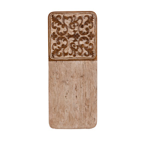 Acanthus Carved Wood and Marble Cutting Board, Natural, Small EAW40613 Park Hill