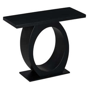 English Elm Mirod Sculptural Console Table Acacia Veneer Gloss Top Egg Base Entryway Accent Black N760P214780B