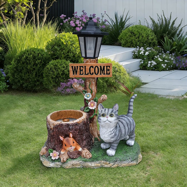 English Elm Schnauzer Solar Led Resin Planter Statue Outdoor Garden Accent for Patio Decor W5398P464238