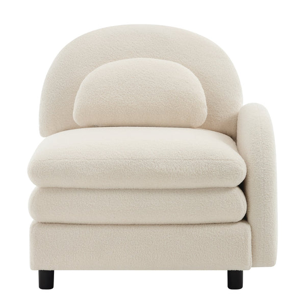 English Elm Vitoria Curved Modular Sectional Plush Teddy Fleece Sofa for Modern Living Rooms W5656P454255