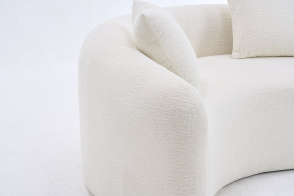 English Elm LY-042 Zen-Inspired S-Curved Dual-Depth Loveseat with Chenille Upholstery, Ready-to-Use Comfort White W2231P329713