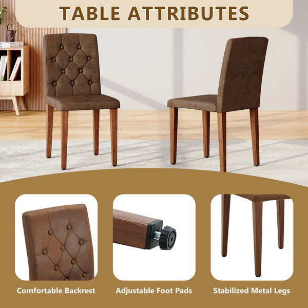 English Elm 4-piece Brown Suede Dining Chair Set with Tufted Back and Walnut Metal Legs W1151P361168