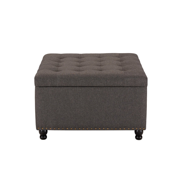 English Elm Large Tufted Square Ottoman with Hidden Storage Solid Wood Frame Living Room Seat T2694P193504