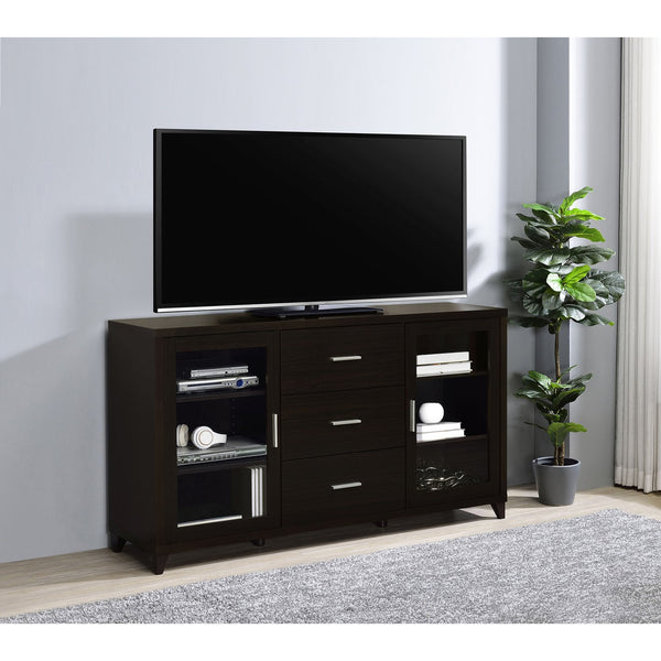 English Elm Nyler Cappuccino 3-Drawer Rectangular TV Console — Sleek 60" Media Stand, Euro-Glide Storage, 68" TV Support, Contemporary Style B062P340719