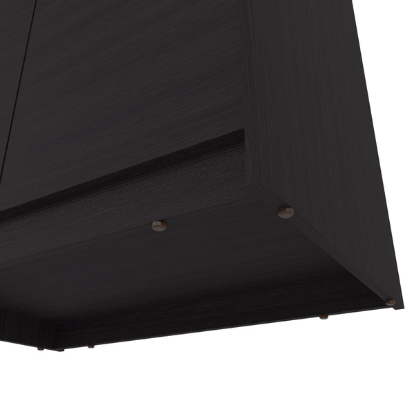 English Elm Armoire, Black Wengue 74.4" Tall Engineered Wood 2-Door 2-Shelf Modern Bedroom Storage Cabinet B097P369433