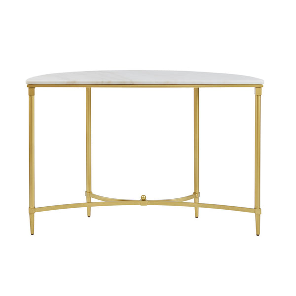 JLA Home Madison Park Signature - Console Round White Marble End Table with Gold-Finish Metal Legs — Luxe Accent for Living Rooms, Entryways MPS120-0125
