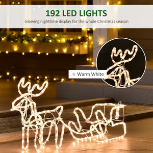 English Elm Outsunny LED Reindeer & Sleigh Outdoor Decoration with 192 Warm Lights, Steel Frame, IP44 Waterproof (90) W2225P173953