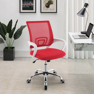 English Elm Anaheim Breathable Mesh Upholstered Office Chair with Chrome Base, Adjustable Height & Arms for Comfort Red B062P299805