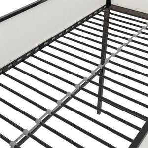 English Elm Axel Twin Loft Bed with Desk, Shelves & Mesh Guardrails — Space-Saving Metal Frame for Kids Teens Dorms B2733P358857