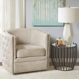 Madison Park Capstone Transitional Tufted Barrel Swivel Chair MP103-0482 Taupe Multi