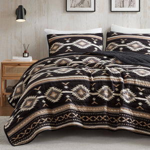 English Elm 3-piece King Patchwork Quilt Set Knit Face Microfiber Back Lightweight Year Round Warmth B035P482966