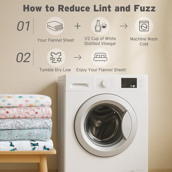 JLA Home Intelligent Design - 100% Cotton flannel sheet set with pigment-dyed vintage color, ultra-soft warmth, breathable comfort Happy Bows ID20-2503