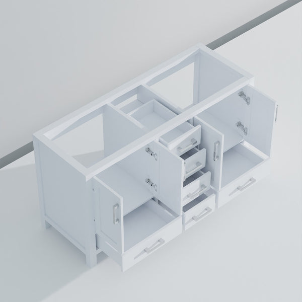 English Elm White Double Sink Vanity 60" W - Elegant Solid Wood Design With Ample Storage & Soft-Close Features B2731P258868-GIGA