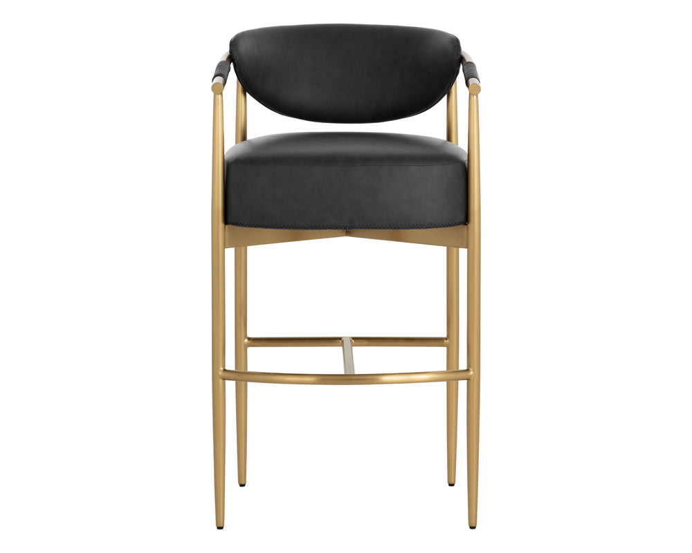 Sunpan Heloise Barstool - Elegant Faux Leather Upholstery With Gold Stainless Steel For Chic Dining Spaces Black Faux Leather 111932