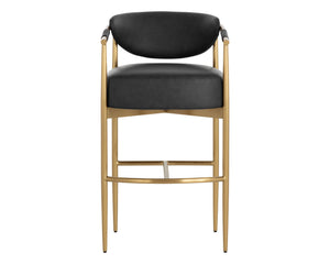 Sunpan Heloise Barstool - Elegant Faux Leather Upholstery With Gold Stainless Steel For Chic Dining Spaces Black Faux Leather 111932