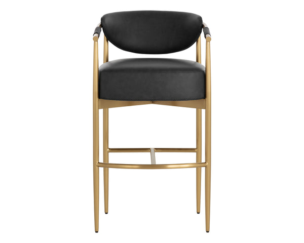 Sunpan Heloise Barstool - Elegant Faux Leather Upholstery With Gold Stainless Steel For Chic Dining Spaces Black Faux Leather 111932