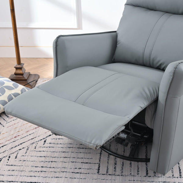 English Elm Rocker Recliner Chair 360° Swivel Glider with 90–150° Recline, 30° Rocking, Side Pocket, Blue-Gray W1028P193666