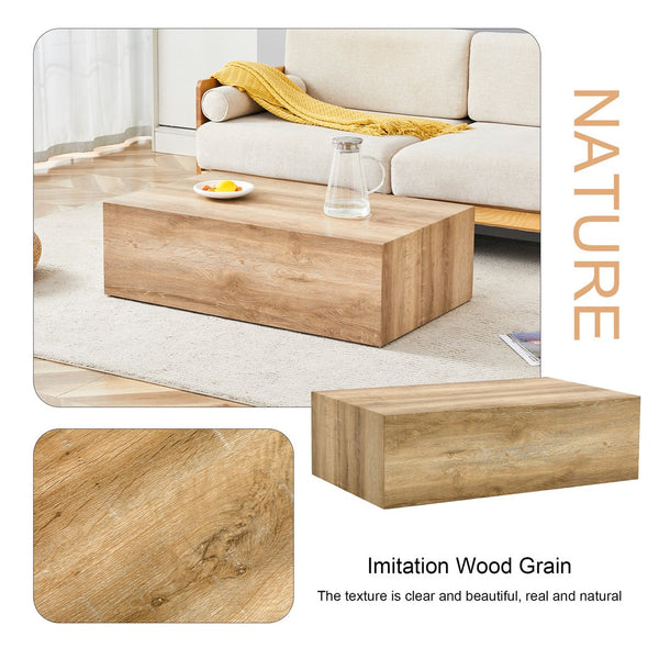 English Elm Elevate Minimalist Mdf Coffee Table - Modern Light Wood Finish With White Pattern Design For Living Room W1151P187998