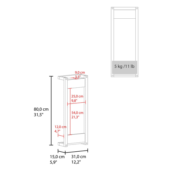 English Elm Arlington Wall Towel Rack with Shelf & Bar, Natural Oak Finish — Space-Saving, Sturdy Storage for Baths B200P362034