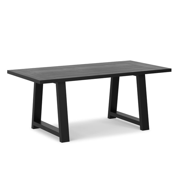 English Elm Whitley Solid Mango Wood Farmhouse Dining Table Trestle Base Seats Six Black B136P420749