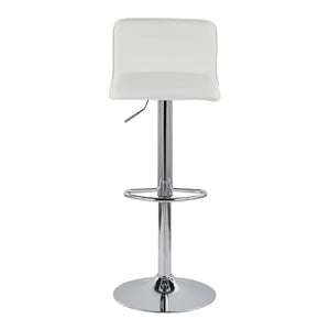 English Elm Adjustable Velvet Swivel Barstools with Chrome Base for Kitchen or Home Bar Set of 2 White B202S01963