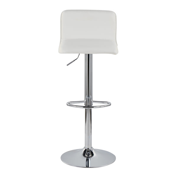 English Elm Adjustable Velvet Swivel Barstools with Chrome Base for Kitchen or Home Bar Set of 2 White B202S01963