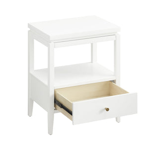 English Elm Olana Floating Top 1-Drawer Nightstand in White — Modern Solid Wood Nightstand with Hidden Tray, Gold Pull, Shelf B050P376963