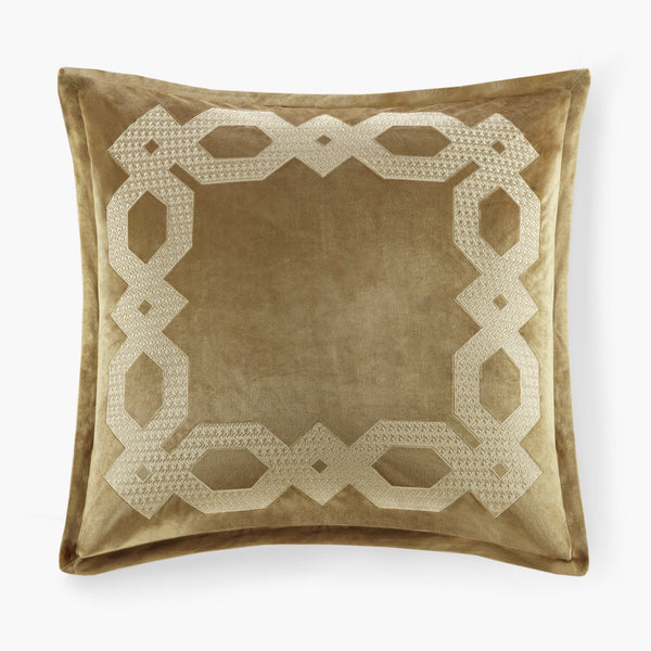 English Elm European Velvet Embroidered Geometric Pillow Sham with Metallic Stitching and Hidden Zipper Closure Gold 9.84 L x 1.72 W x 8.66 H B035128728