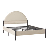 Queen Metal and Upholstered Bed with Arched Headboard Oatmeal GASB5COM Walker Edison