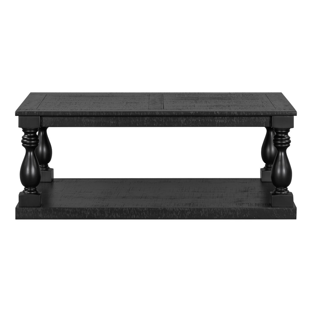 English Elm U_Style Vintage Coffee Table With Artistic Vase Legs & Luxurious Pine Veneer For Elegant Spaces N711P256967B-GIGA