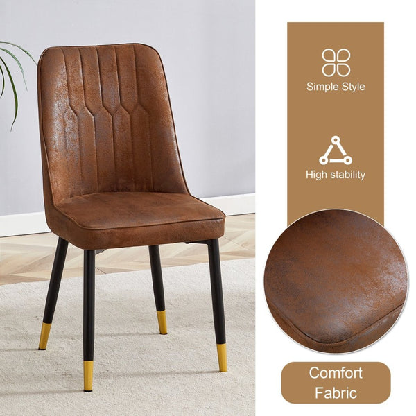 English Elm Table & Chair Set: Industrial Walnut Dining Table With 8 Brown Suede Chairs For Modern Spaces W1151S02433-GIGA