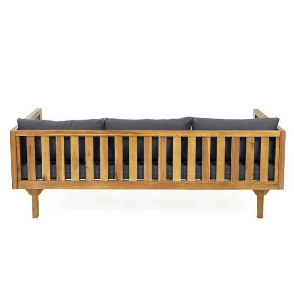 English Elm Christopher Knight Home® - Claremont 3 Seater Daybed With Elegant Rattan Arms & Water-Resistant Dark Grey Cushion For Comfort N770P205570A