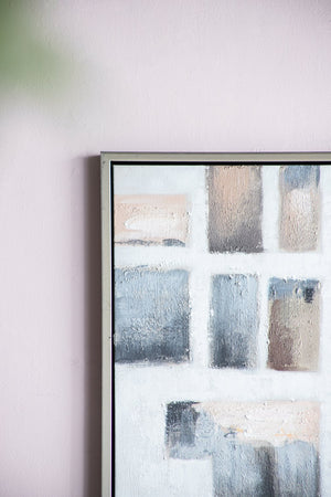 English Elm 39.4X39.4" Hand-Painted Wall Art - Modern European Stonework Design In Soft Pinks & Greys For Any Space W2078P313331