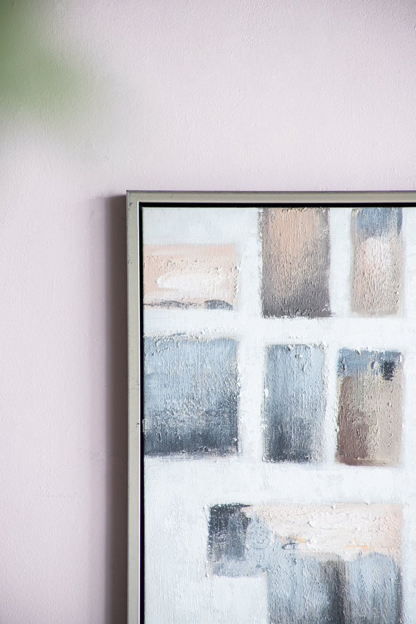 English Elm 39.4X39.4" Hand-Painted Wall Art - Modern European Stonework Design In Soft Pinks & Greys For Any Space W2078P313331