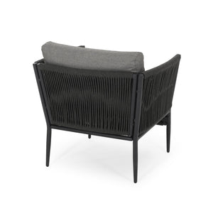 English Elm Christopher Knight Home® - HANFORD Woven Rope Club Chair in Grey — Durable Outdoor/Indoor Accent Seat with Compact 28.5x27.5x18.5" 65989.00GRY