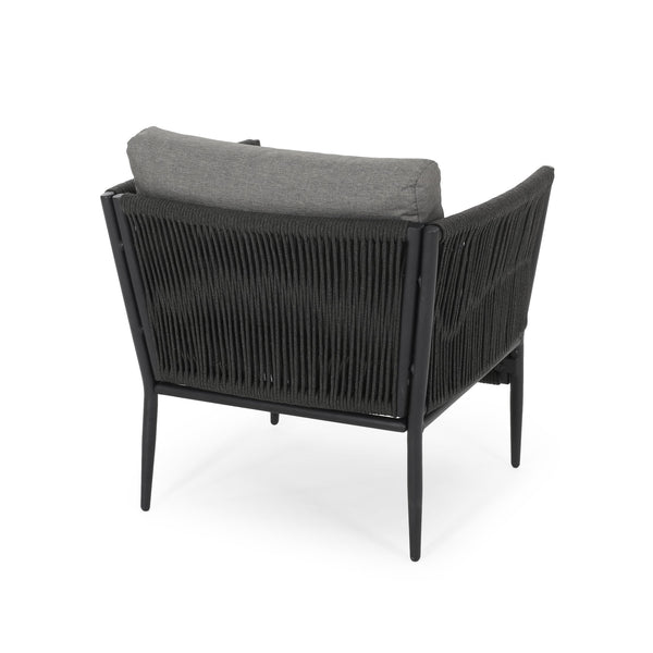 English Elm Christopher Knight Home® - HANFORD Woven Rope Club Chair in Grey — Durable Outdoor/Indoor Accent Seat with Compact 28.5x27.5x18.5" 65989.00GRY
