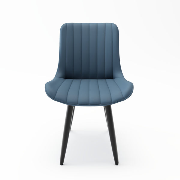English Elm Set of 2 Armless Pu Leather Dining Chairs Cushioned Seat Brushed Metal Legs Modern Blue W3316P426930