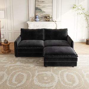 English Elm Corduroy 2-Seater L-Shaped Loveseat Sofa With Ottoman - Cozy, Modular & Stylish For Any Room W834S00417