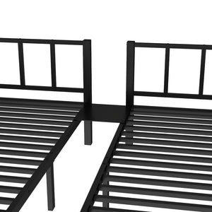 English Elm Twin Metal Triple Bunk Bed With Safety Guardrails - Space-Saving, Noise-Reducing Design In Black W1580S00146-GIGA