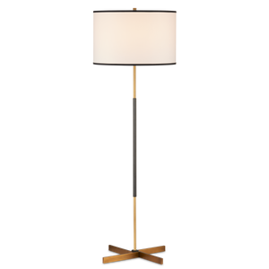 Willoughby Floor Lamp - Contemporary Metal Design with Pinwheel Base, Brass & Oil-Rubbed Bronze Finish