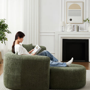 English Elm [video]109.4" Chenille Cloud Sectional Sofa Curved Low Profile L-shape for Living Room W3505S00052