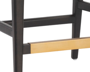 Sunpan KEAGAN Counter Stool - Elegant Mid-Century Design in Charcoal Leather for Your Dining Space Comfort Brown 110560