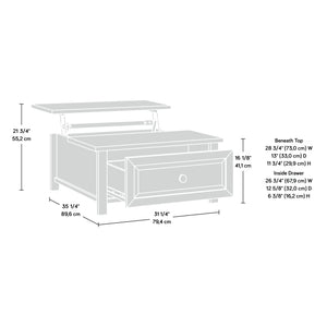 English Elm Lift-Top Coffee Table - Rustic Brown, Versatile Storage & Pop-Up Surface For Modern Living Spaces B356P367868